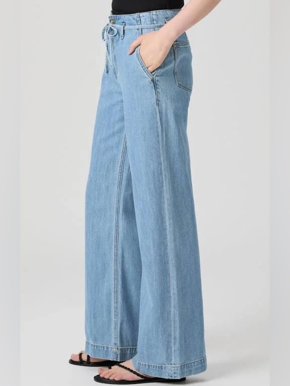 PAIGE Light Blue Wide Leg Jeans - Picture 5 of 10